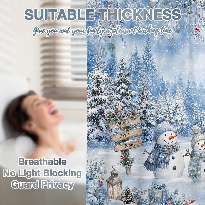 Winter Christmas Shower Curtain, 72x84 Inch Waterproof Fabric - Image 6