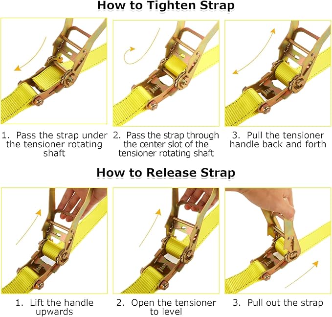 4 Pack 2 Inch Ratchet Straps Heavy Duty 20ft Tie Down Straps Ratchet - Image 6