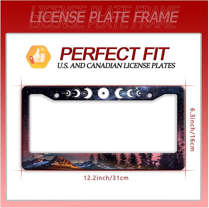 Moon Phases License Plate Frame Starry Sky Forest Moon License Plate Frames - Image 7