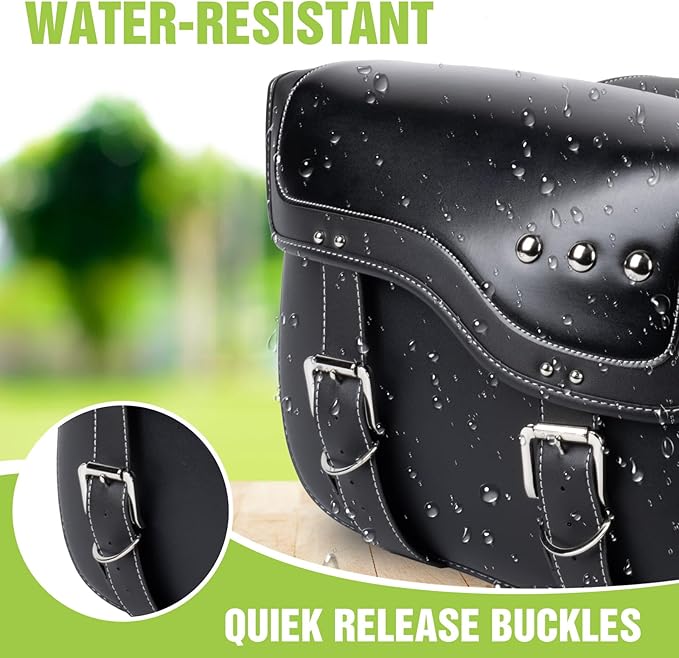 30L Motorcycle Saddlebags Water-Resistant PU Leather Storage - Image 4