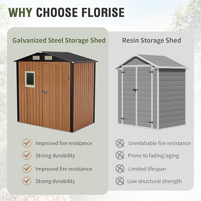Outdoor Storage Shed 6x4 Ft, Lockable Metal Garden Shed - Image 7