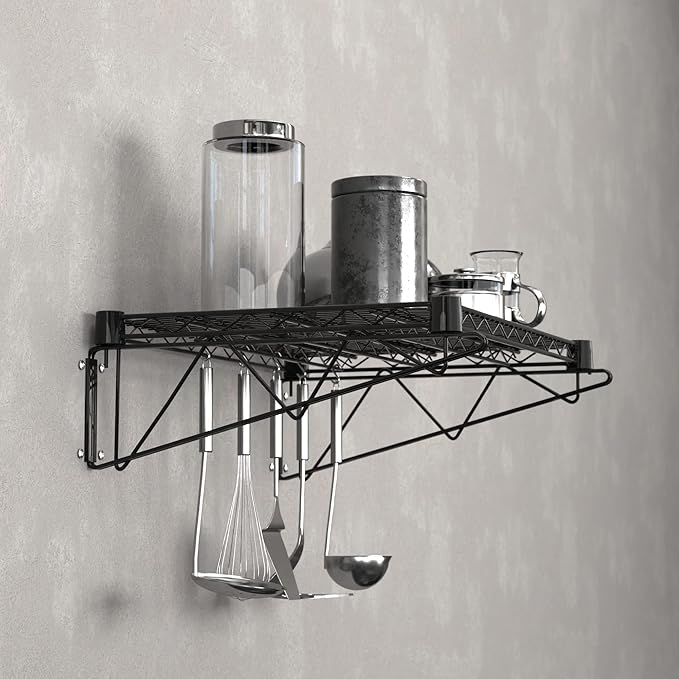 18" x 24" Black Epoxy Wire Wall Mount Shelf - Image 6