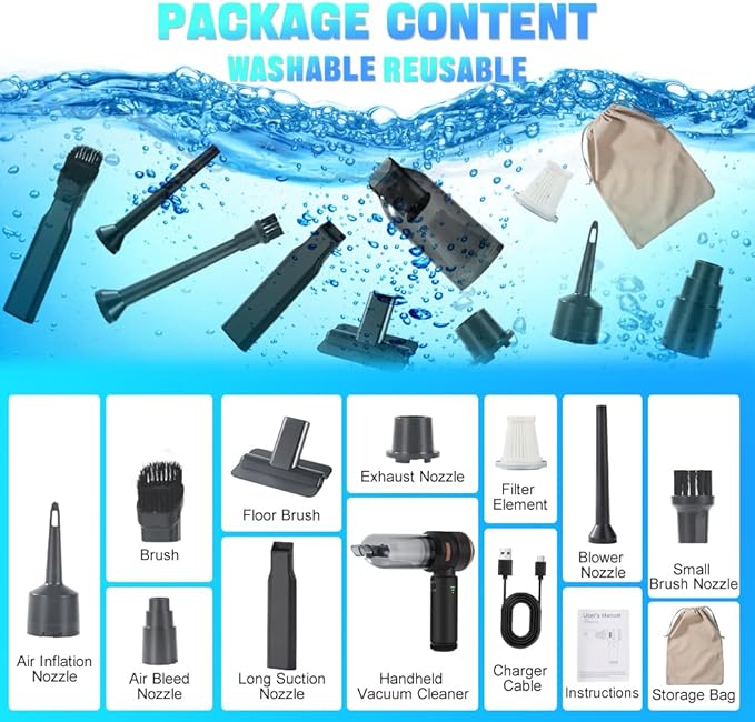 Handheld Car Vacuum 18000PA, 4-in-1 Mini Vacuum Cleaner Portable Cordless - Image 7