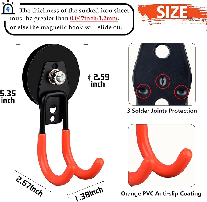 ULIBERMAGNET Garage Strong Magnetic Hooks, 4 Pack Heavy Duty Large J Hooks - Image 5