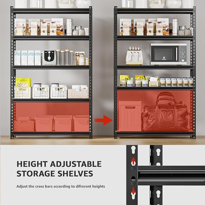 5-Tier Adjustable Metal Storage Shelves Heavy Duty Garage Shelving, Basement & - Image 5