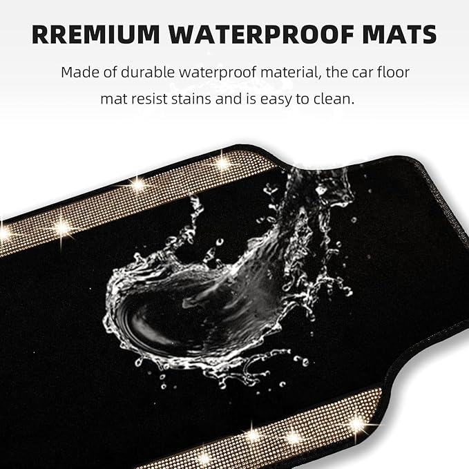 NBTEPEM Gold Bling Car Floor Mats Full Set, Universal Fit Most Cars - Image 3