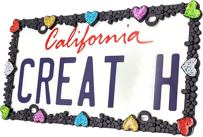 Creathome 3D Shining Daisy Heart License Plate Frame from Pure Zinc Alloy Metal - Image 2