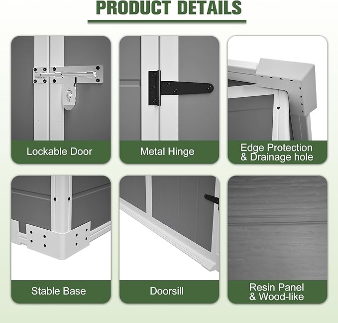6x6 Resin Outdoor Storage Shed Kit-Perfect to Store Patio Furniture, Garden - Image 8