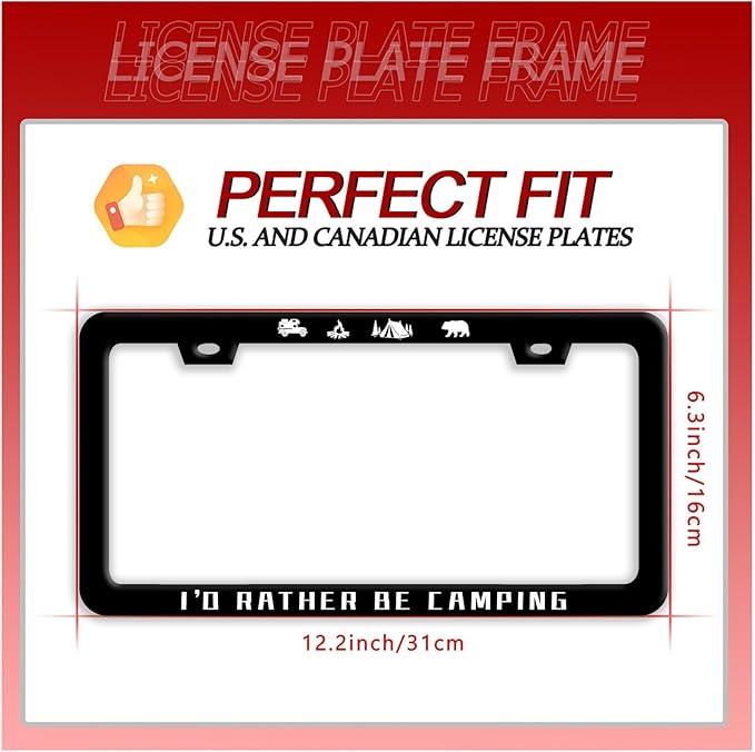 I'D Rather Be Camping License Plate Frame Funny Camper License Plate Frames - Image 7