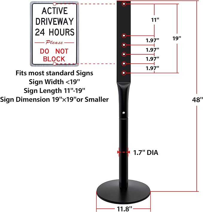 Heavy Duty Parking Sign Base Cast Iron 48" Parking Sign Post, Heavy Duty Cast - Image 3