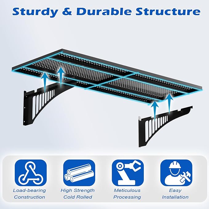 YOLENY 2-Pack 1.64x4FT Adjustable Heavy Duty Garage Wall Shelving, 500lbs Load - Image 2