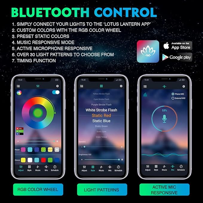 Xprite RGB Bluetooth Rock Lights Kit, w/RF Remote Controller - Image 5