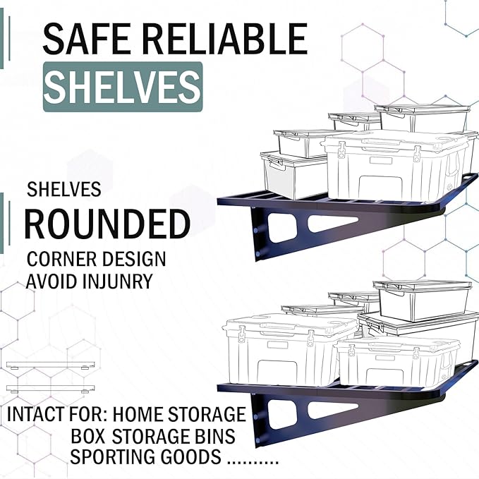 2-Pack 2x4ft Garage Wall Shelving, 2 Shelf Total 8 ft Garage Wall Storage - Image 3