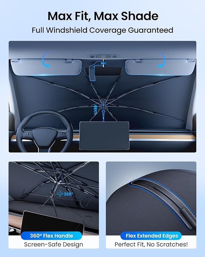 REEVAA 2025 Upgraded Car Windshield Sun Shade Umbrella Protect Interior - Image 4