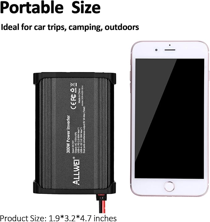 ALLWEI 300W Car Power Inverter DC 12V to 110V AC - Image 7