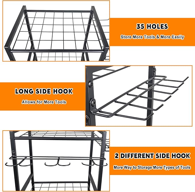 3 Tier Garden Tool Organizer, Yard Tool Tower Rack, Tool organizer up to 78 - Image 4