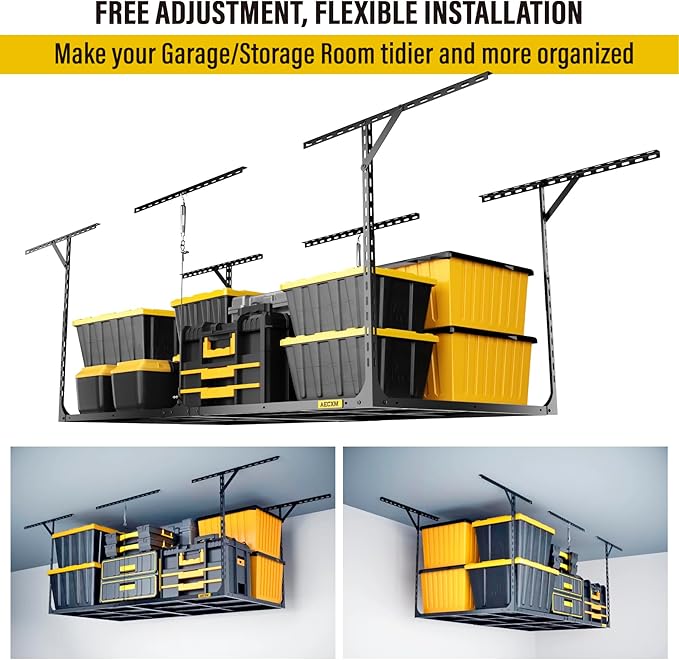 3x6ft Overhead Garage Storage, Adjustable Ceiling Mounted Storage Racks - Image 4