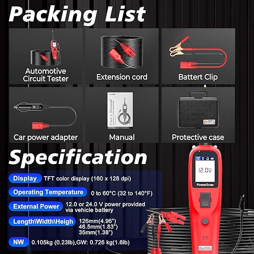 Autel PowerScan PS100 Power Circuit Probe Tester, Breaker Finder, 12V 24V - Image 7