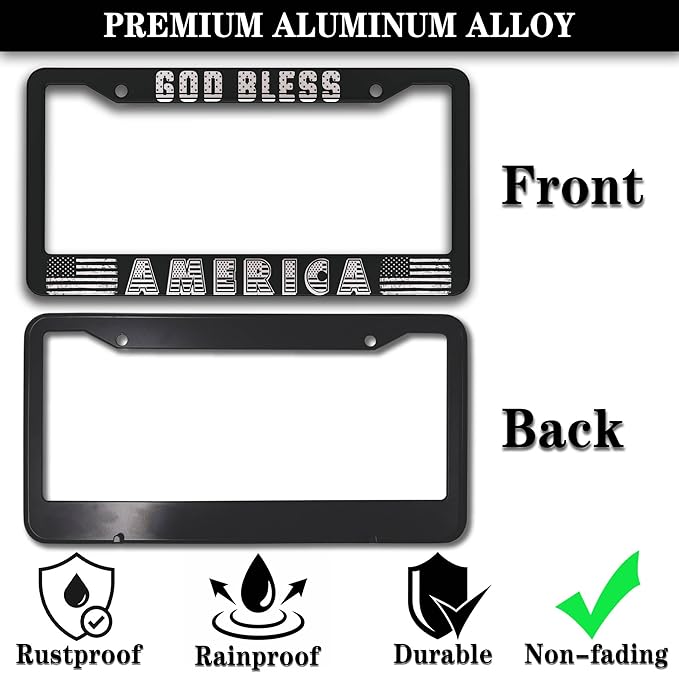License Plate Frames Black and White License Plate Frame God Bless America - Image 3