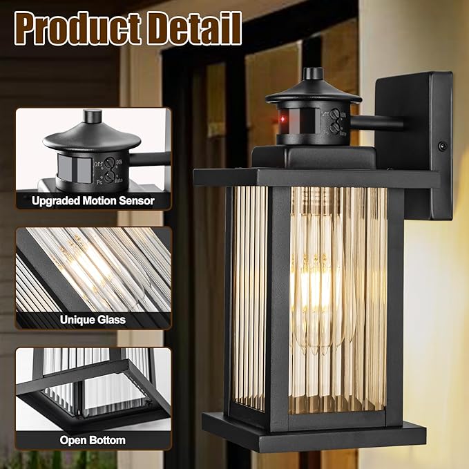 Porch Lights Outdoor Motion Sensor 2 Packs, Exterior Motion Sensor Light - Image 7