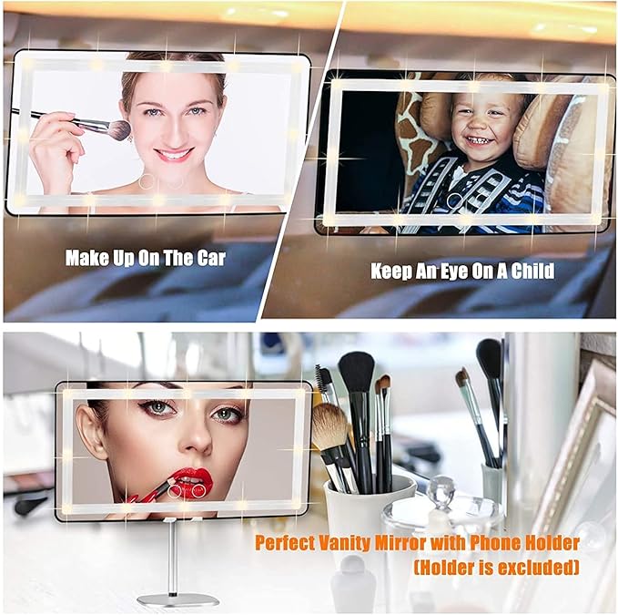 Car Vanity Mirror, with 3 Light Modes & 60 LEDs - Image 2