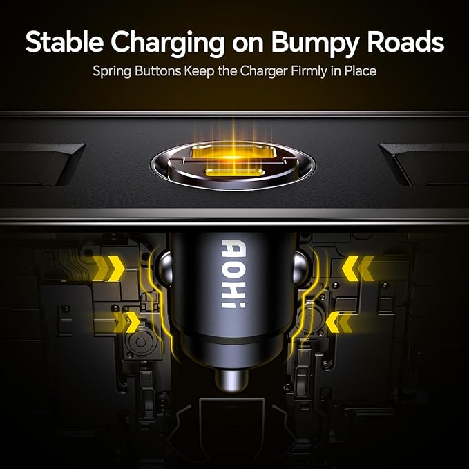 AOHI USB C Car Charger, PD 45W&QC 30W 2 Port Type-C Fast Charging Car Charger - Image 7