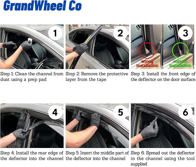 GrandWheel Co Smoke Tinted in-Channel Side Window Vent Visor Deflectors Rain - Image 3
