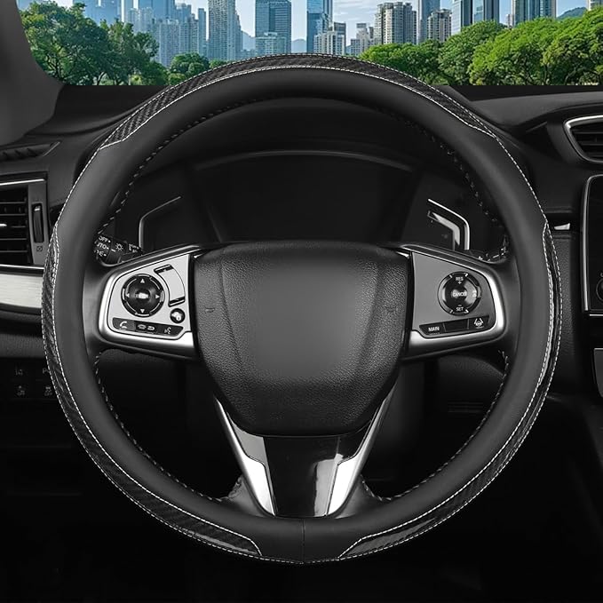 New Leather Car Steering Wheel Cover, Non-Slip Car Wheel Cover Protector - Image 2