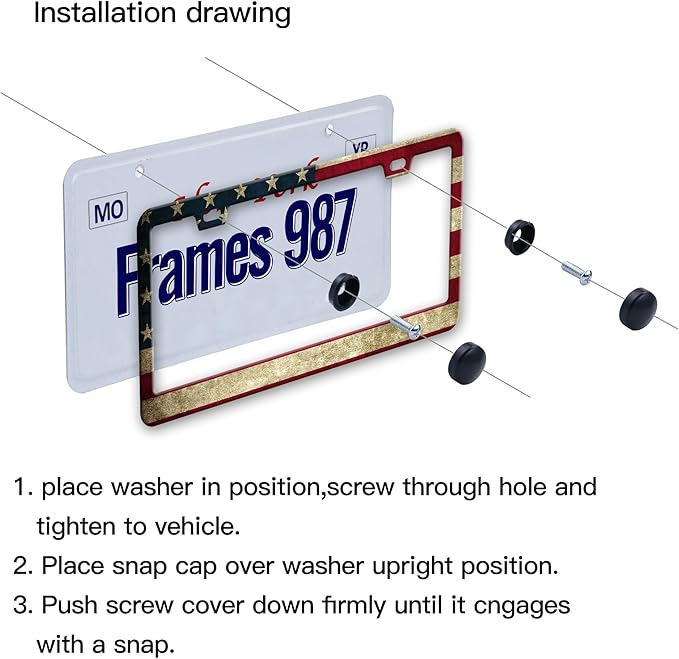 Patriotic License Plate Frame, American Flag License Plate Frame, Flag License - Image 4