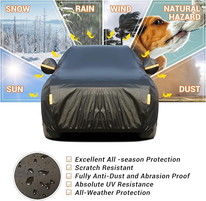 Tecoom Car Cover Waterproof All Weather, Thick Fleece Lining Car Covers - Image 4