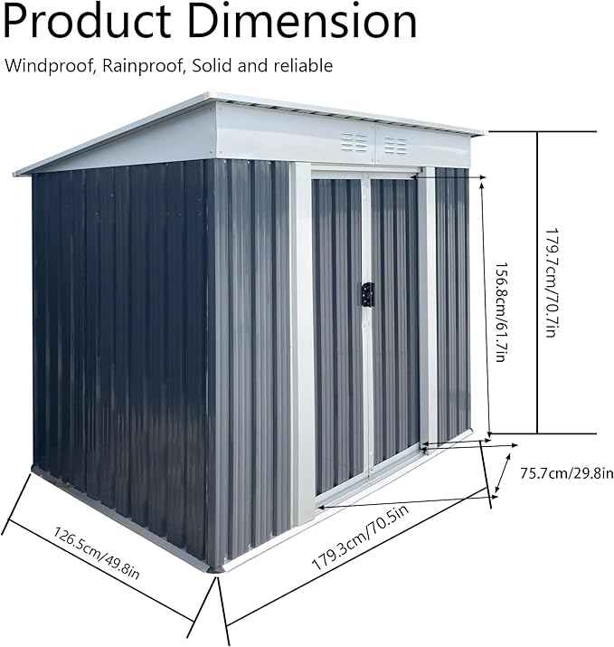 6x4 FT Outdoor Storage Shed - Image 3