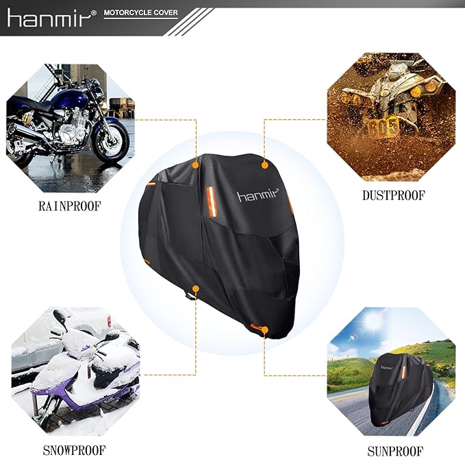 Motorcycle Cover, Motorbike Cover All Season Universal Weather Waterproof - Image 7