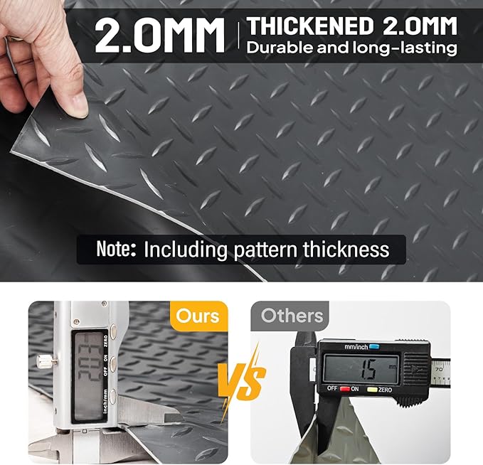 TUFFIOM 7.5 x 20 FT Garage Floor Mat, Thickened Diamond Plate PVC Garage Mats - Image 7