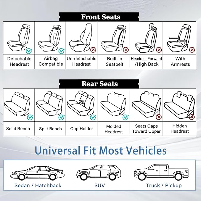 WELLDO Car Seat Covers Front Seats, Leather Seat Covers - Image 6