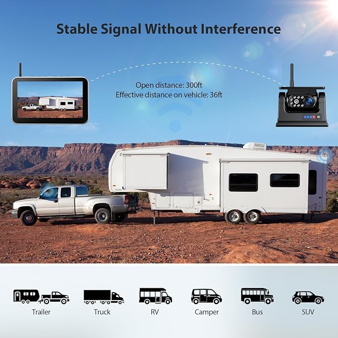 4 Magnetic Solar Wireless Backup Camera HD1080P 7" DVR Monitor, 3Mins No-Wire - Image 7