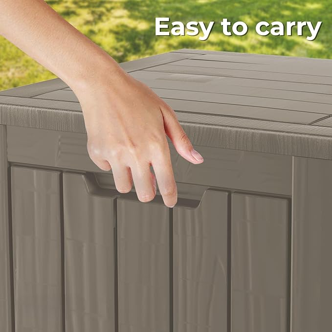35 Gallon Resin Deck Box, Waterproof Outdoor Storage Bin - Image 6