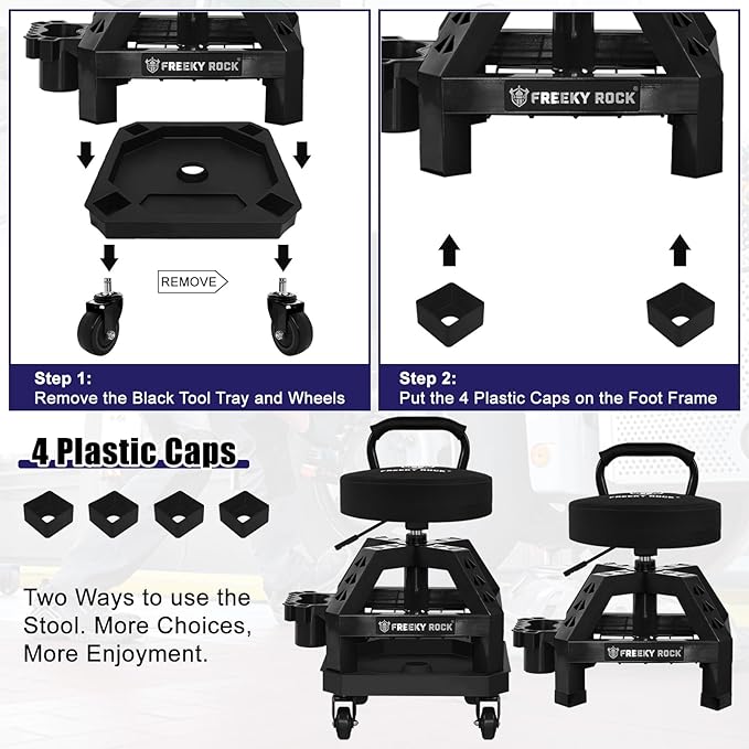 Rolling Shop Stool with Wheels, Heavy Duty Garage Work Mechanic Stool with - Image 9