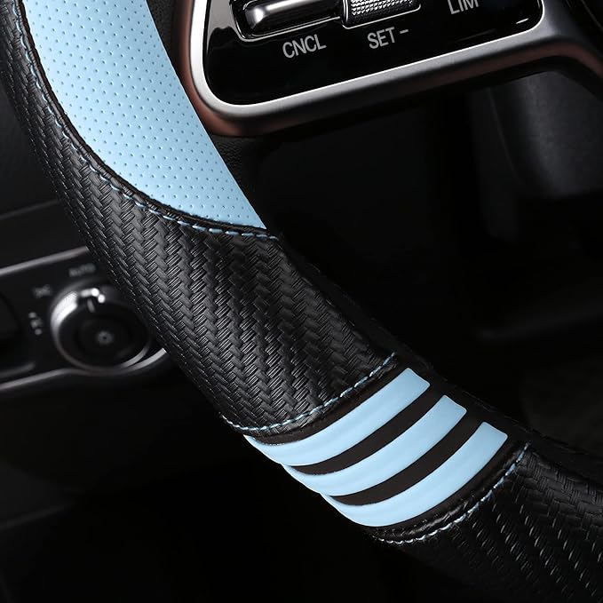 Car Steering Wheel Covers for Women Girl Padded Carbon Fiber PU Leather Cute - Image 4
