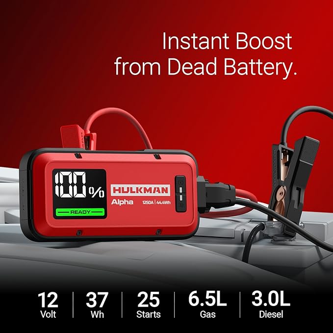 Hulkman Alpha, Ultra Red, 1000A 37Wh Battery Jumper Starter Portable, 12V - Image 2