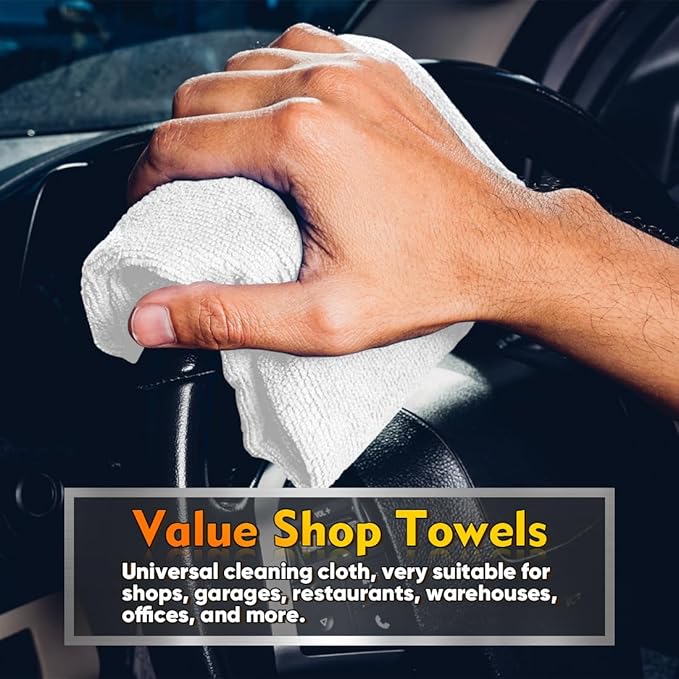 HOMEXCEL White Shop Towels 100 Pack, Reusable Microfiber Towels - Image 3