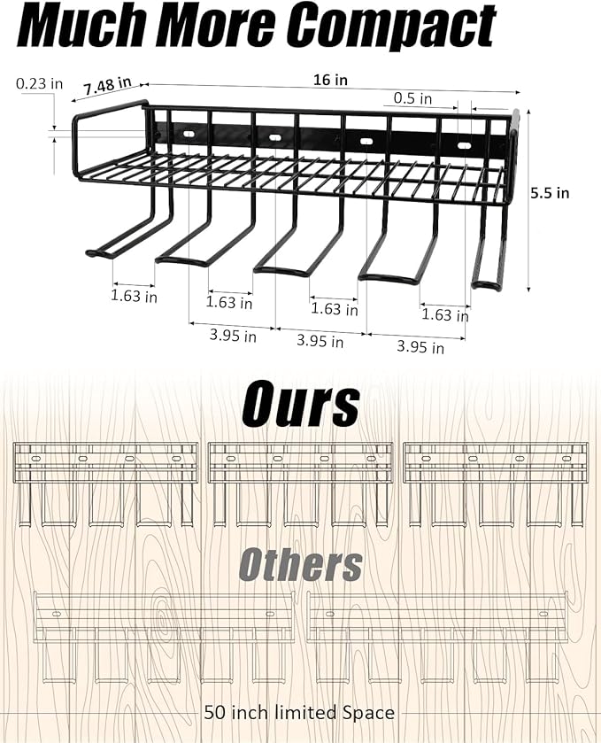 Heavy Duty Tool Organizer, 4 Wall Mount Anchors, 3.95" Between Slots, Sturdy - Image 4