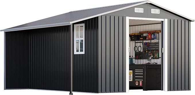 Jocisland 10.6x10.3x6.3 FT Galvanized Metal Storage Shed - Image 8