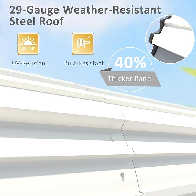 20x20 FT Carport with Metal Roof, Heavy Duty Metal Carport Canopy, Garage Car - Image 7