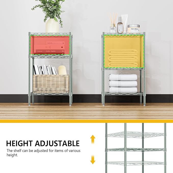 750 lbs 3-Shelf Storage Shelves Wire Shelving Unit Standing Metal Rack - Image 7