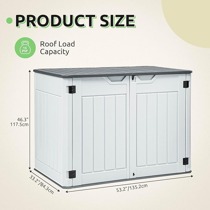 GOOBED 4.5x4ft Outdoor Horizontal Resin Storage Shed, 47 cuft Large Waterproof - Image 7