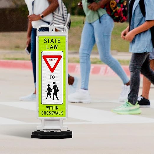 State Law Yield for Pedestrian in Crosswalk R1-6a MUTCD Sign, Double Sided 3M - Image 2
