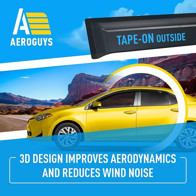 Extra Durable Window Deflectors Tape-On Window Visors Rain Guards Fit - Image 5