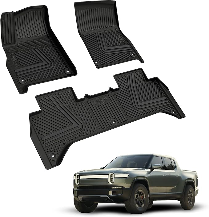 LASFIT Floor Mats for Rivian R1T 2024 2023 2022, All Weather Floor Liner TPE - Image 9