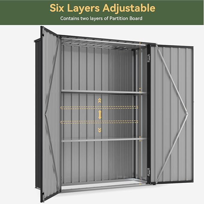 Aoxun 55x19 in Outdoor Storage Cabinet Metal Garden Shed - Image 2
