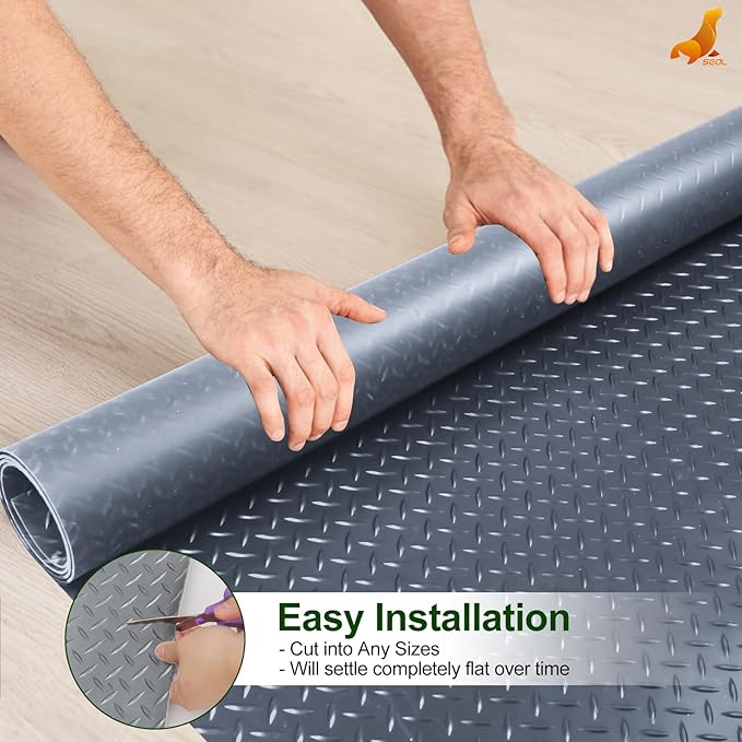 SEAL 4 x 20 Ft Premium Garage Floor Mat, Solid 2.8mm Thick Gray Commercial - Image 6